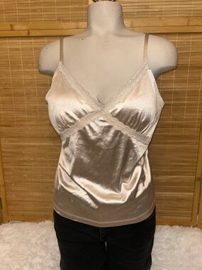 Derek Heart light beige satin cami camisole lace trim woman’s large tank top
